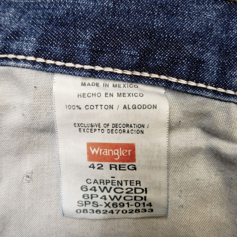 Wrangler Carpenter Mens Shorts Size 42 Regular Inseam 10‎ Blue Denim 100% Cotton - Picture 7 of 7